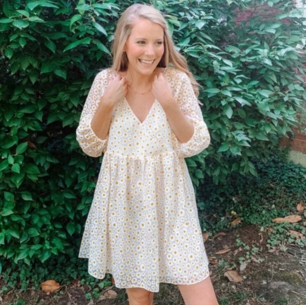 ARITIZA Sunday Best Bonita  Yellow White Daisy Babydoll  Cottagecore Dress S - Picture 2 of 10